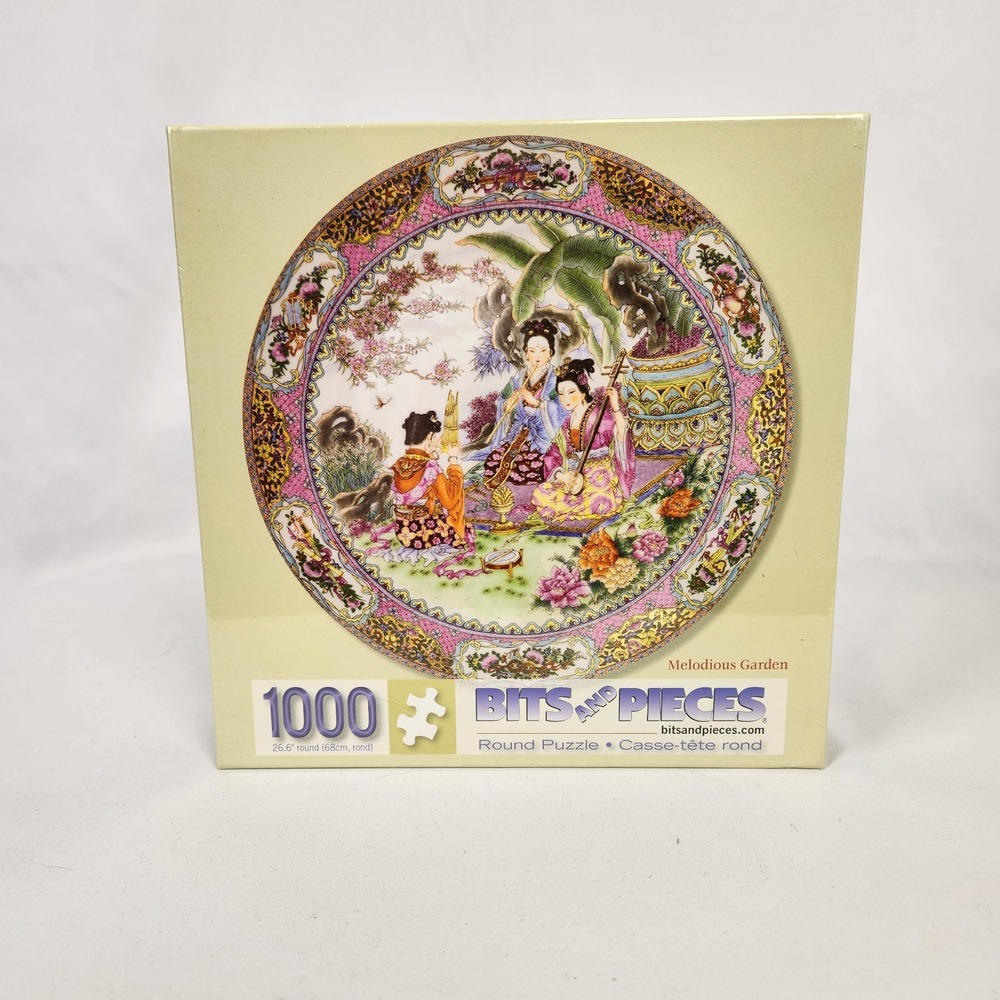 New Bits and Pieces 1000 Piece Round Puzzle "Melodious Garden" Sealed